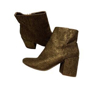 Carlos By Carlos Santana Gatlin Gold 3 in Heel Side Zip Womens Bootie Size 8.5 M